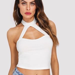 Open Front Halter Crop Top